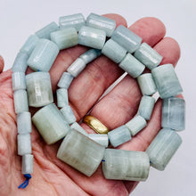 Load image into Gallery viewer, Aquamarine Graduated Faceted Tube Bead Strand | 8x5 to 20x15mm Blue| 34 Beads |