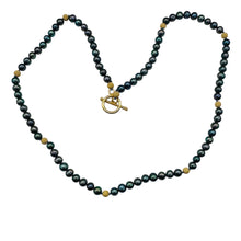 Load image into Gallery viewer, Dramatic Blue Rainbow Peacock Freshwater Pearl 14Kgf Necklace |20" Long |