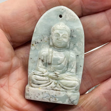 Load image into Gallery viewer, Harmony Stone Jade Buddha Pendant Bead | 50x30mm | Green White | 1 Pendant Bead|