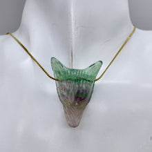 Load image into Gallery viewer, Fluorite Carving Wolf Head Pendant Bead | 40x30x10mm | Green | 1 Bead |