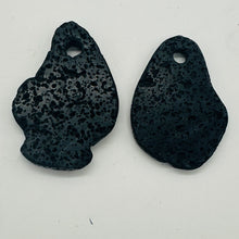 Load image into Gallery viewer, Lava Stone Carved Teardrop Pendant Beads | 55x38x6mm | Black | 2 Beads |