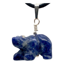 Load image into Gallery viewer, Roar! Hand Carved Natural Sodalite Bear Sterling Silver Pendant