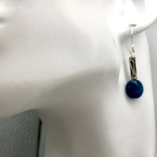 Load image into Gallery viewer, Dazzle Blue Apatite 10mm Coin Sterling Silver Earrings | 1 1/2 Inch Drop |