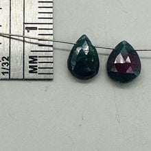 Load image into Gallery viewer, Ruby Zoisite Exquisite Flat Pear Briolette Beads | 7x6x3mm| Green, Red| 2 Beads|