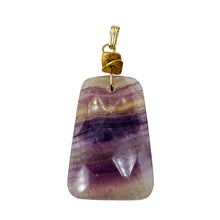 Load image into Gallery viewer, Fluorite 14K Gold Filled Wire Wrap Trapezoid Pendant| 2" Long | Purple, Clear |