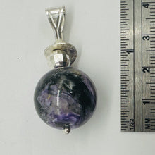 Load image into Gallery viewer, Charoite Sterling Silver Pendant | Purple, White | 1 3/4" Long |