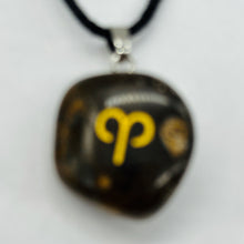 Load image into Gallery viewer, Zodiac Aries Tiger Eye Stone Oval Pendant | 1 1/2" Long | Bronze | 1 Pendant |