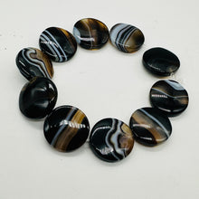 Load image into Gallery viewer, 4 Beads of Sardonyx Agate 20mm Coin Beads 009349