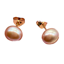 Load image into Gallery viewer, Pearl 14K Gold Stud Round Earrings | 7mm | Rosy Pink | 1 Pair |