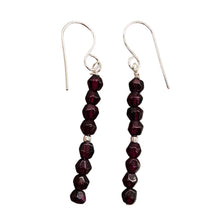 Load image into Gallery viewer, Merlot Mozambique Garnet Faceted Beads Sterling Silver Earrings | 1 3/4" Dangle|