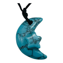 Load image into Gallery viewer, Howlite Star and Moon Pendant Necklace | 3/4' Long | Blue | 1 Pendant Necklace |