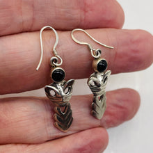 Load image into Gallery viewer, Stellar! Black Onyx Sterling Silver Kitty Cat Earrings | 1 1/2" Long |