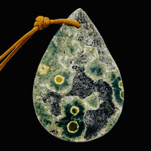 Load image into Gallery viewer, Druzy Ocean Jasper Pendant Teardrop | 50x33x8mm | Green Yellow | 1 Bead