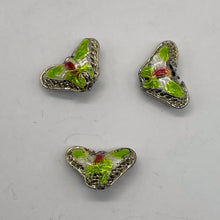 Load image into Gallery viewer, Spring Green Cloisonne Butterfly Pendant Beads | 16x10x6mm | 3 Beads |