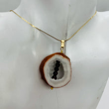 Load image into Gallery viewer, Blue Chalcedony Druzy Garnet Window 14K Gold Filled Pendant | 1 3/4"Long |