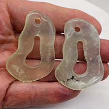 Load image into Gallery viewer, Serpentine New Jade 17g Irregular Loop Pendant Beads | 55x38x7mm | Clear Milky |