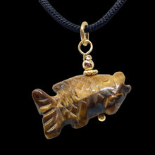 Load image into Gallery viewer, Tiger's Eye Koi Fish Pendant Necklace|Semi Precious Stone Jewelry|14k Pendant