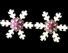 Load image into Gallery viewer, 2 White Mulberry Cloisonne 30x27mm Snowflake Focal Beads 8638F