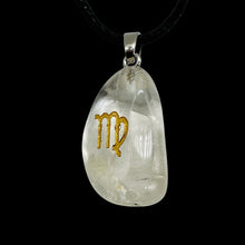 Load image into Gallery viewer, Zodiac Virgo Quartz Stone Oval Pendant | 1 1/2" Long | Clear | 1 Pendant |