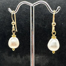 Load image into Gallery viewer, Gorgeous Natural Oval Pearl 14K Gold Filled Earrings | 10xmm Pearl | 1" Long |