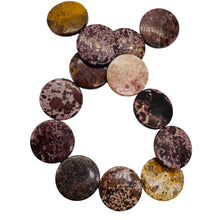 Load image into Gallery viewer, Exotic Tiger Jasper Disc Pendant Semi Precious Stone 13 Bead Strand| 30x5mm |
