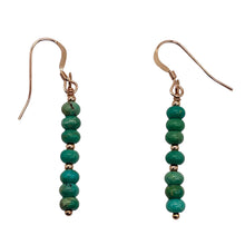 Load image into Gallery viewer, Unique Natural USA Turquoise 14K Rose Gold Filled Earrings | Blue | 1 1/2" Long|