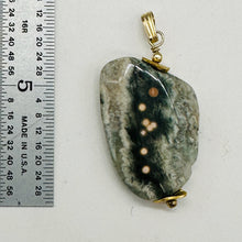 Load image into Gallery viewer, Ocean Jasper 14K Gold Filled Pendant| 1 5/8" Long| Gold, Green, Gray| 1 Pendant|