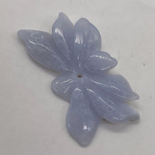 Load image into Gallery viewer, Chalcedony 20ct Hand Carved Flower Pendant Bead| 36x19x4mm|Blue| 1 Pendant Bead|