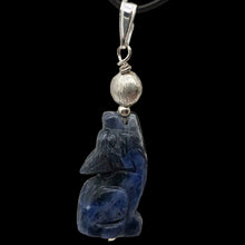 Load image into Gallery viewer, Sodalite Wolf Pendant Necklace | Semi Precious Stone Jewelry | Silver Pendant
