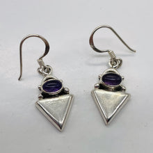 Load image into Gallery viewer, Amethyst Sterling Silver Triangle Earrings | 1" Long | Purple | 1 Pair |