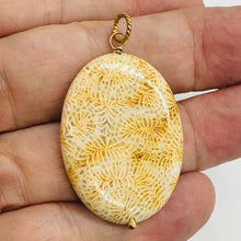 Load image into Gallery viewer, Tan White Fossilized Coral Flat Oval Pendant 40x30x5.5mm Natural Stone