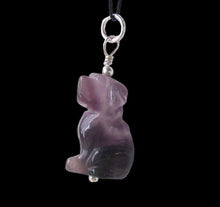 Load image into Gallery viewer, Faithful Natural Amethyst Carved Dog Sterling Silver Pendant 509261AMS