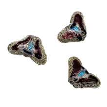 Load image into Gallery viewer, Cloisonne Butterfly Pendant Beads | Purple, Blue, Silver | 16x10x6mm | 3 Beads |