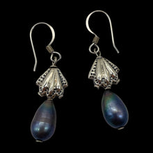 Load image into Gallery viewer, Rainbow Pearl Sterling Silver Dangle Earrings | 1 1/2" Long | Lavender | 1 Pair|