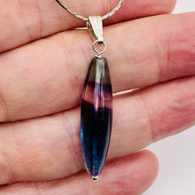 Load image into Gallery viewer, Fluorite Sterling Silver Navette Pendant| 2" Long | Purple Green | 1 Pendant |