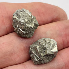 Load image into Gallery viewer, Pyrite Crystal Nugget Beads | 18x17x13 to 19x17x16mm | Silver Gold | 2 Beads |
