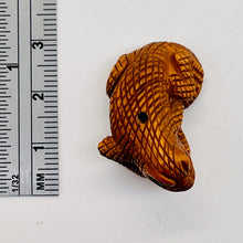 Load image into Gallery viewer, Intricate Carved & Signed Boxwood Lizard Ojime/Netsuke Bead