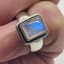 Load image into Gallery viewer, Moonstone Sterling Silver Rectangle Ring | Size 6.5 | Blue | 1 Ring |