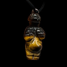 Load image into Gallery viewer, Tigereye Stone Goddess Pendant Necklace | 3/4' Long | Bronze | 1 Pendant |