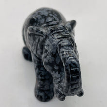 Load image into Gallery viewer, Snowflake Obsidian Carved Elephant Pendant Figurine | 1" Tall | Grey Black