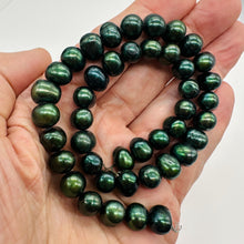Load image into Gallery viewer, Midnight Emeralds 10-12mm Green FW Pearl Strand 109603