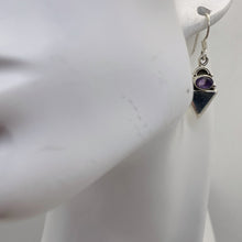 Load image into Gallery viewer, Amethyst Sterling Silver Triangle Earrings | 1" Long | Purple | 1 Pair |