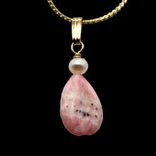 Load image into Gallery viewer, Rhodochrosite and Pearl 14K Gold Filled Pendant | 1 1/8 Inch Long |
