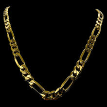 Load image into Gallery viewer, Italian 18K Gold Vermeil Figaro Chain Necklace 7mm 24" Sterling Silver 36g