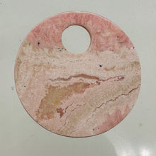 Load image into Gallery viewer, Natural, Untreated Lacy Pink Rhodochrosite 50mm Pi Circle Pendant Bead