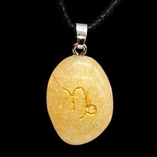 Load image into Gallery viewer, Zodiac Capricorn Jasper Stone Oval Pendant | 1 1/2" Long | Yellow | 1 Pendant |