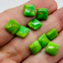 Load image into Gallery viewer, Turquoise AAA Square Bead Half Strand | 10x10x5mm| Green, Gold, Brown| 19 Beads|