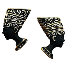 Load image into Gallery viewer, Queen Nefertiti Sterling Silver Stud Earrings 1" Egyptian Jewelry