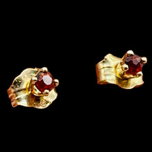 Load image into Gallery viewer, Garnet 14K Gold 2mm Stud Round Earrings } 2mm | Red | 1 Pair }