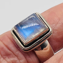Load image into Gallery viewer, Moonstone Sterling Silver Rectangle Ring | Size 6.5 | Blue | 1 Ring |